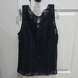 LOFT Black Lace Sleeveless Blouse